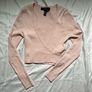 Light Pink low v-neck crop top
